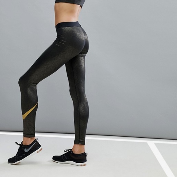 nike gold sparkle leggings